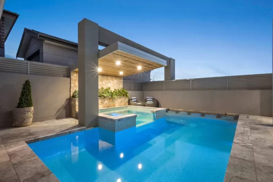 home building design with swimming pool